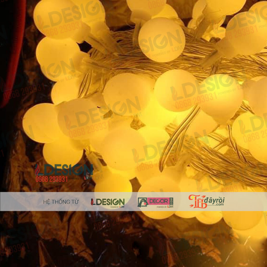 Đèn LED dây bóng tròn trơn màu vàng ấm