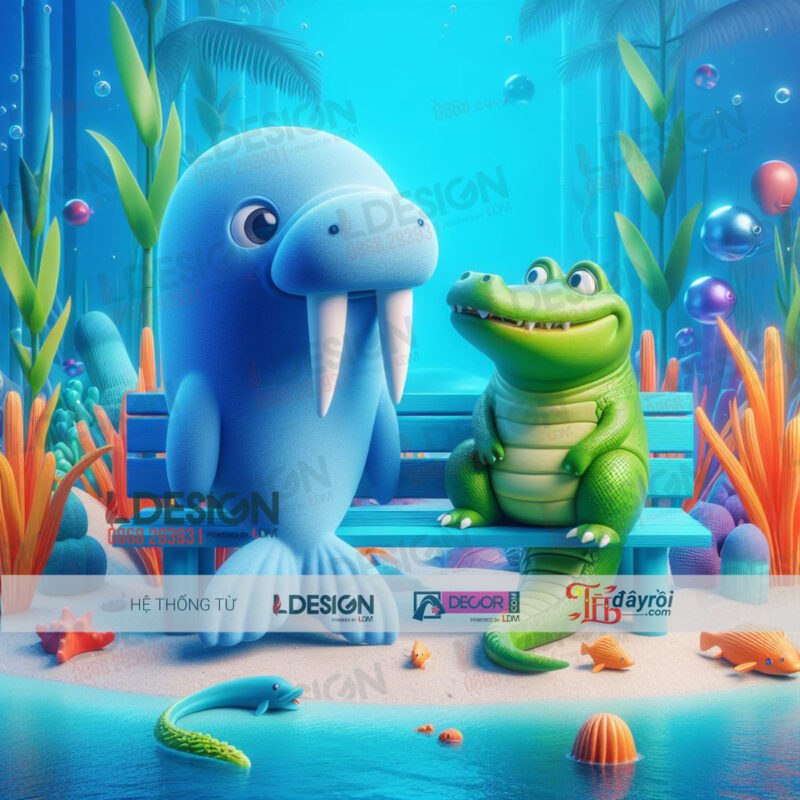 Mô hình mút xốp 3d Cá Sấu & Cá Voi