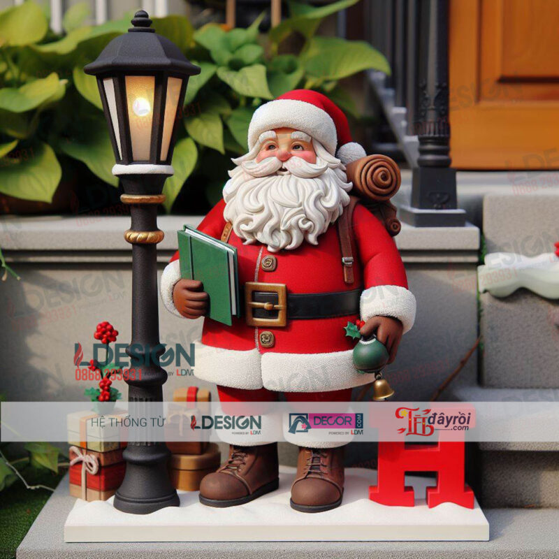Mô hình mút xốp ông già Noel đọc sách 3D