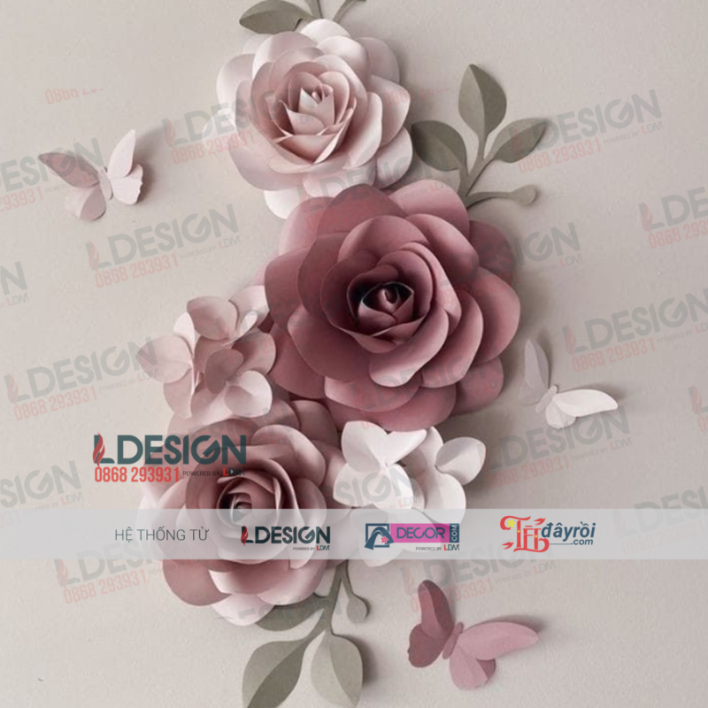 Hoa hồng handmade size lớp trang trí tường - Hình ảnh 3