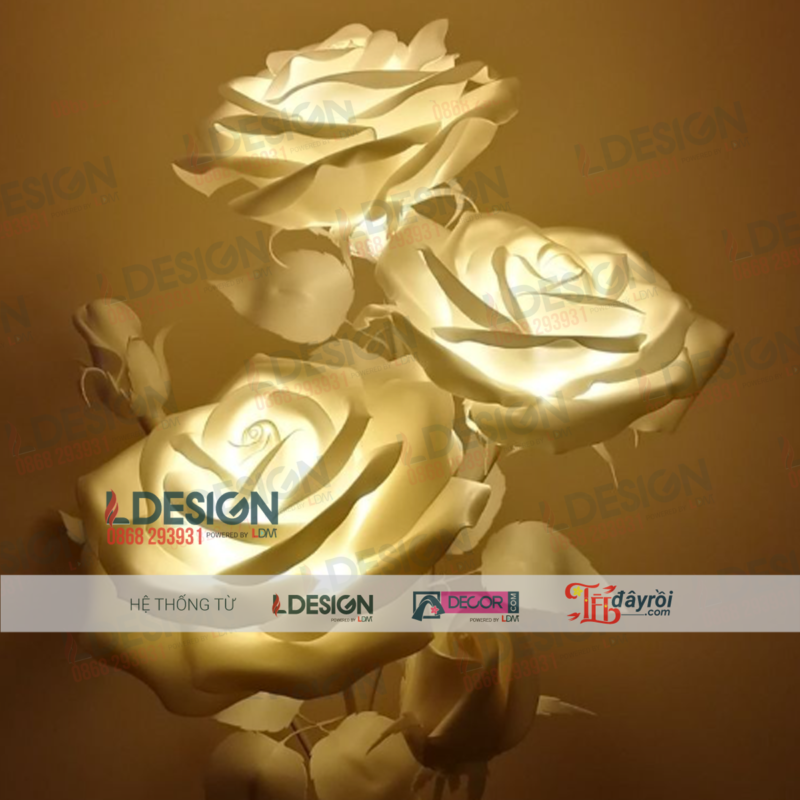 Hoa Hồng hanmade giấy có đèn led dùng để trang trí