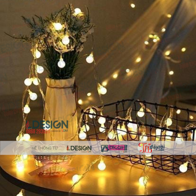 Đèn LED dây bóng tròn trơn màu vàng ấm 10m - Ảnh 2