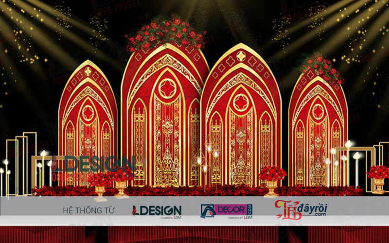 "Background Đám Cưới Màu Đỏ và Vàng Gold: Sự Kết Hợp Hoàn Hảo từ LDecor" - Ảnh 3