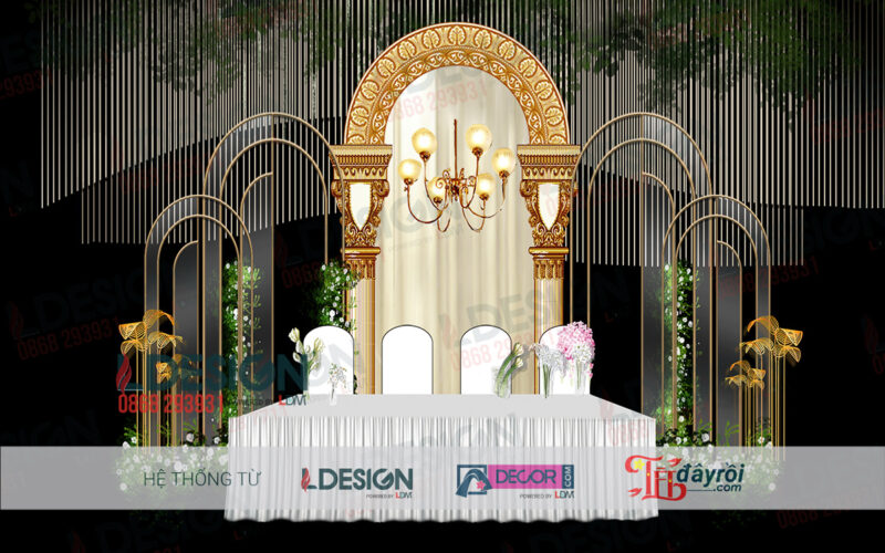 "Mang Vàng Đồng Hoàng Gia vào Lễ Cưới của Bạn với Background từ LDecor" - Hình ảnh 3