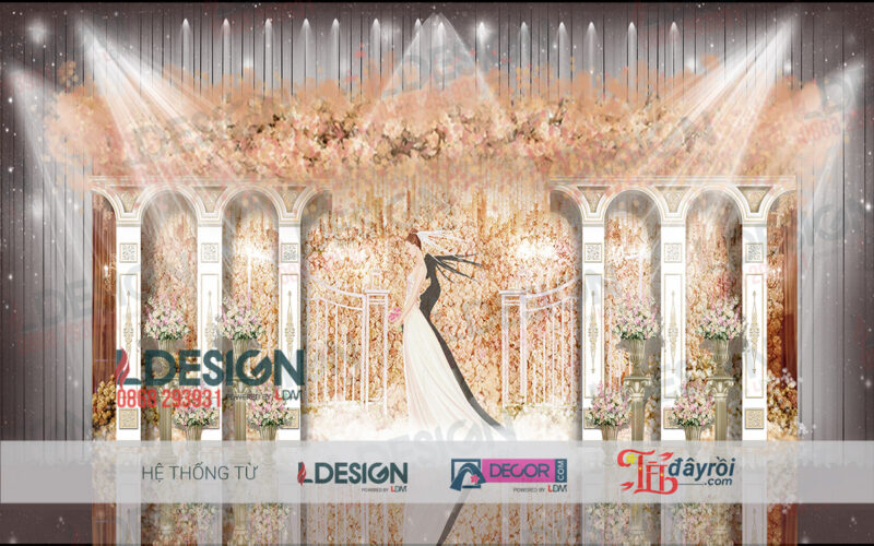 "Elegance Unveiled: Background Đám Cưới Màu Trắng & Trà Sữa Từ LDecor" - Ảnh 3