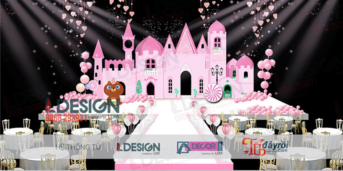 "Sinh Nhật Phong Cách Cung Đình: Lâu Đài Màu Hồng Độc Đáo từ LDecor"