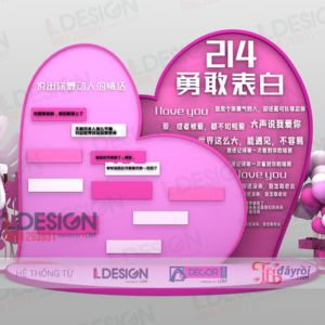 Yêu Thương Giao Hòa: Background Trái Tim Xen Chữ Trung Quốc và Món Quà Tình Yêu từ LDecor