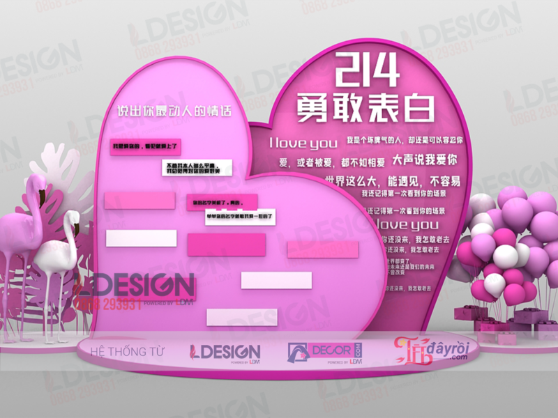 "Yêu Thương Giao Hòa: Background Trái Tim Xen Chữ Trung Quốc và Món Quà Tình Yêu từ LDecor" - Hình ảnh 2