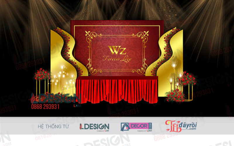 "Hợp Âm Ánh Đông: Background Tiệc Cưới Đỏ Tươi và Vàng Gold từ LDecor" - Ảnh 2