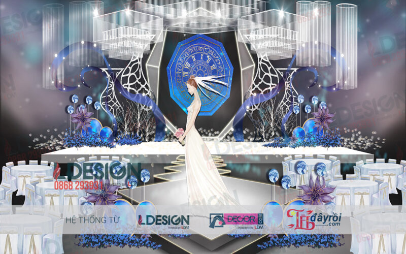 "Elegance in Azure: Khi Sắc Blue Hòa Quyện Cùng Hoa và Đèn Trắng Tại LDecor" - Ảnh 2