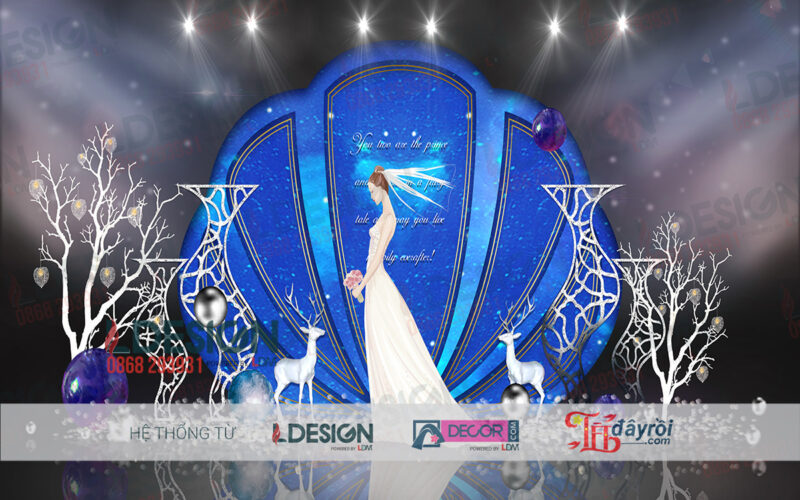 "Elegance in Azure: Khi Sắc Blue Hòa Quyện Cùng Hoa và Đèn Trắng Tại LDecor"