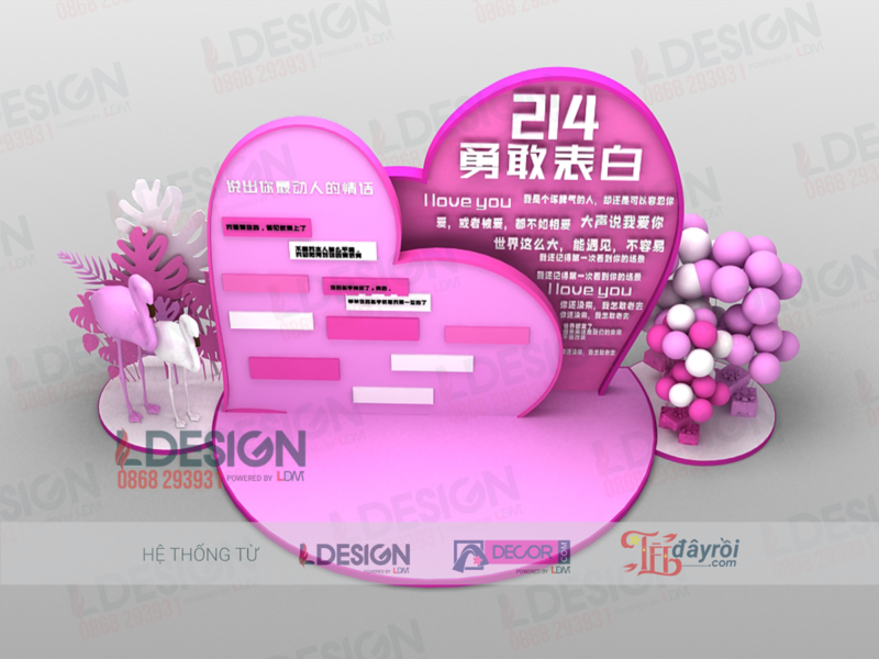 "Yêu Thương Giao Hòa: Background Trái Tim Xen Chữ Trung Quốc và Món Quà Tình Yêu từ LDecor" - Hình ảnh 3