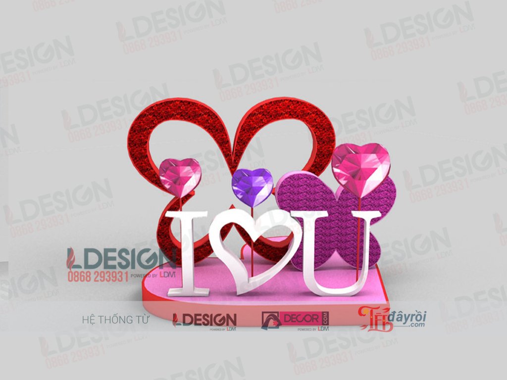 Khám Phá Mảnh Ghép của Tình Yêu: Hình 'I ♥ U' Đính Kim Cương và Khung Con Bướm - LDecor
