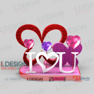 Khám Phá Mảnh Ghép của Tình Yêu: Hình 'I ♥ U' Đính Kim Cương và Khung Con Bướm - LDecor