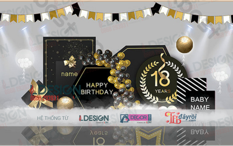 Giới Thiệu Background Sinh Nhật Với Tông Màu Chính Là Màu Trắng Kết Hợp Số 18 Và Trang Trí Thêm Bong Bóng - Ảnh 3