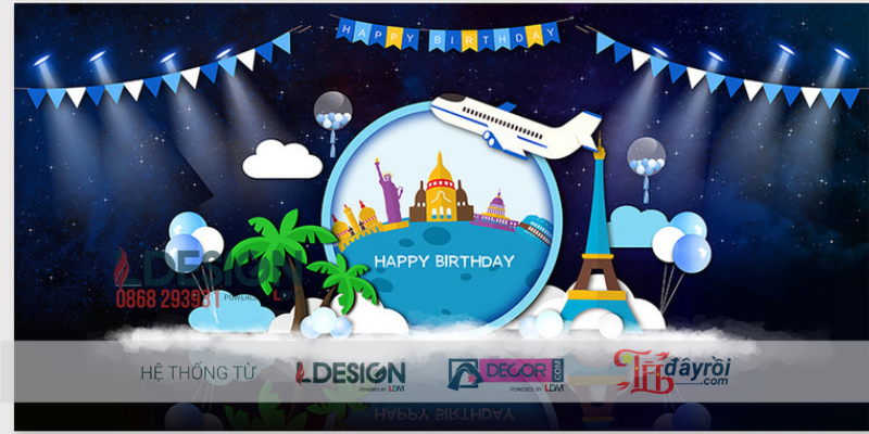 Trang Trí Sinh Nhật Chủ Đề Du Lịch Vòng Quanh Thế Giới - Ảnh 3