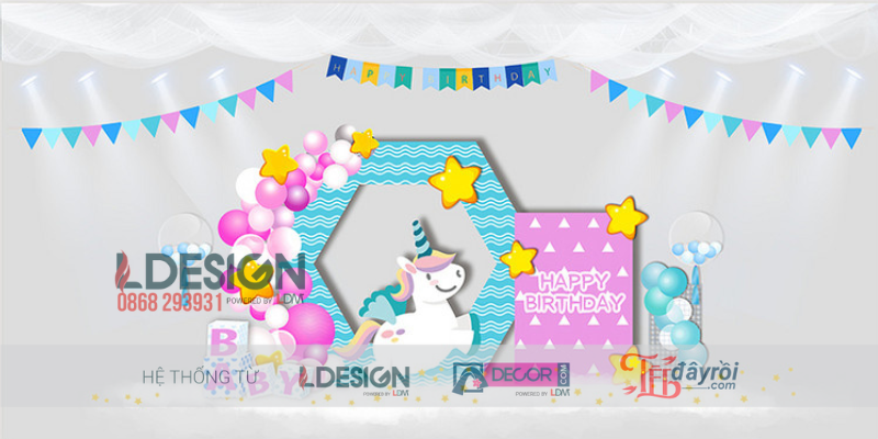 Trang Trí Sinh Nhật Chủ Đề Unicorn Dễ Thương Cho Bé Gái