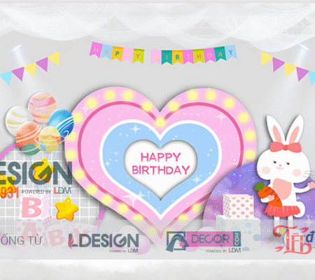 Trang Trí Sinh Nhật Chủ Đề Thỏ Hồng Dễ Thương Cho Bé Gái