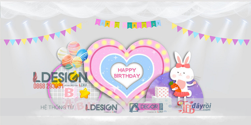 Trang Trí Sinh Nhật Chủ Đề Thỏ Hồng Dễ Thương Cho Bé Gái