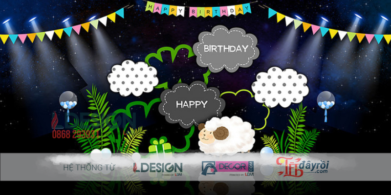 Trang Trí Sinh Nhật Bé Chủ Đề Mây Trắng Cầu Vồng Đáng Yêu - Ảnh 2