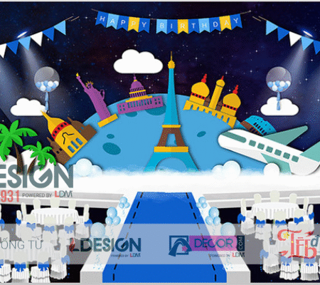 Trang Trí Sinh Nhật Chủ Đề Du Lịch Vòng Quanh Thế Giới