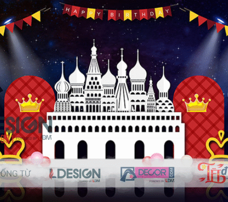Trang Trí Sinh Nhật Chủ Đề Hoàng Gia Lâu Đài Châu Âu Cho Bé