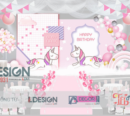 Trang Trí Sinh Nhật Chủ Đề Unicorn Cho Bé Gái Đẹp Lung Linh
