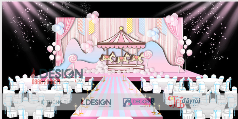 Trang Trí Sinh Nhật Chủ Đề Carousel Cổ Tích Cho Bé Gái Đáng Yêu - Ảnh 2