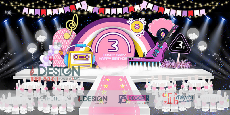 Trang Trí Sinh Nhật 3 Tuổi Chủ Đề Cầu Vồng Hiện Đại & Độc Đáo