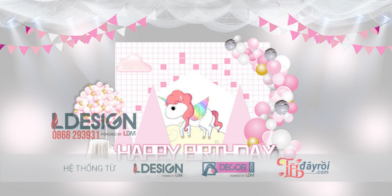 Trang Trí Sinh Nhật Chủ Đề Unicorn Cho Bé Gái Đẹp Lung Linh - Ảnh 3