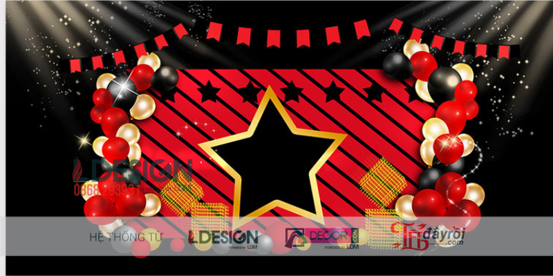 Trang Trí Sinh Nhật Chủ Đề Lâu Đài Hoàng Gia Đỏ – Đen Sang Trọng