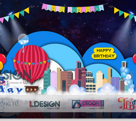 Trang Trí Sinh Nhật Chủ Đề Khinh Khí Cầu & Bầu Trời Xanh Cho Bé Trai