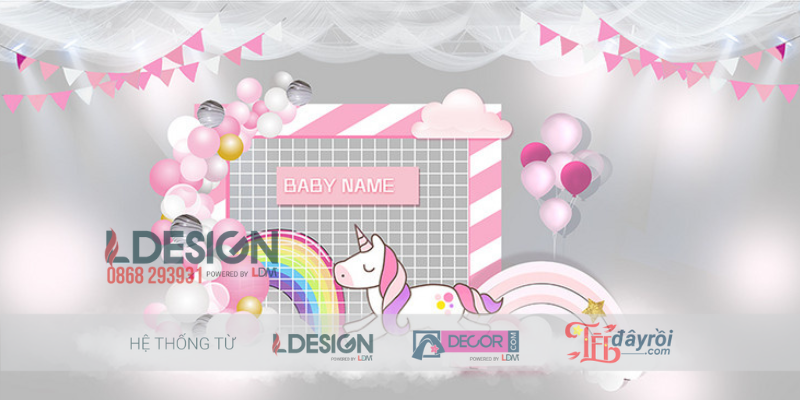 Trang Trí Sinh Nhật Chủ Đề Unicorn Cho Bé Gái Đẹp Lung Linh - Ảnh 2