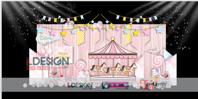 Trang Trí Sinh Nhật Chủ Đề Carousel Cổ Tích Cho Bé Gái Đáng Yêu - Ảnh 3
