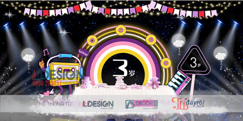 Trang Trí Sinh Nhật 3 Tuổi Chủ Đề Cầu Vồng Hiện Đại & Độc Đáo - Ảnh 2