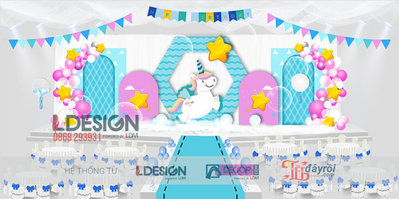 Trang Trí Sinh Nhật Chủ Đề Unicorn Dễ Thương Cho Bé Gái - Ảnh 2
