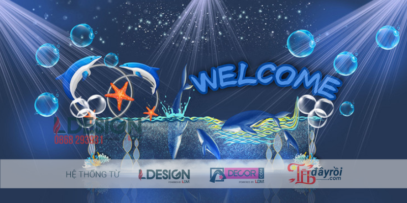 Trang Trí Sự Kiện Chủ Đề Đại Dương Ấn Tượng Với Cá Heo