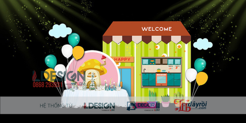 Mẫu Trang Trí Sinh Nhật Bé Trai Tông Xanh Vàng Độc Đáo - Ảnh 3