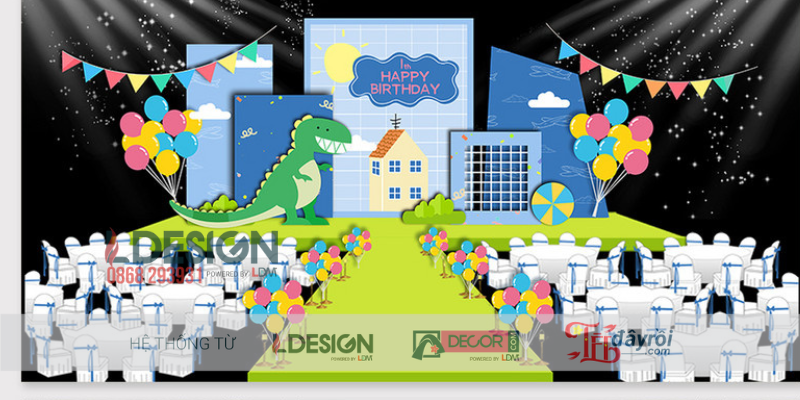 Trang Trí Sinh Nhật Chủ Đề Khủng Long Xanh – Không Gian Tiệc Ấn Tượng Cho Bé - Ảnh 2