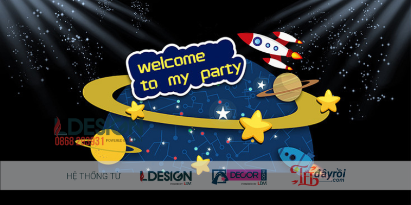 Trang Trí Sinh Nhật Chủ Đề Vũ Trụ – Không Gian Phi Hành Gia Cho Bé
