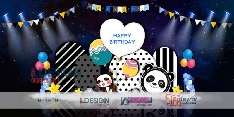 Trang Trí Sinh Nhật Chủ Đề Gấu Trúc – Backdrop Panda Dễ Thương Cho Bé