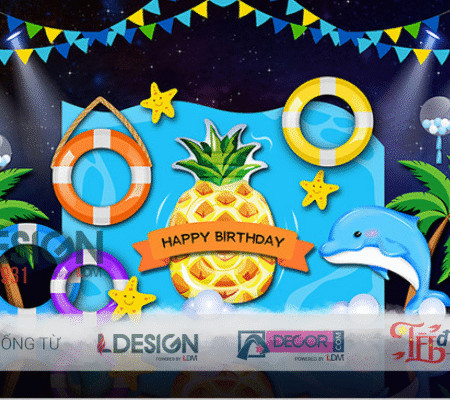 Trang Trí Tiệc Thôi Nôi 100 Ngày Cho Bé – Backdrop Rừng Xanh Dễ Thương