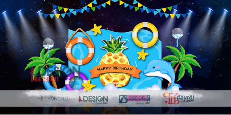 Trang Trí Tiệc Thôi Nôi 100 Ngày Cho Bé – Backdrop Rừng Xanh Dễ Thương