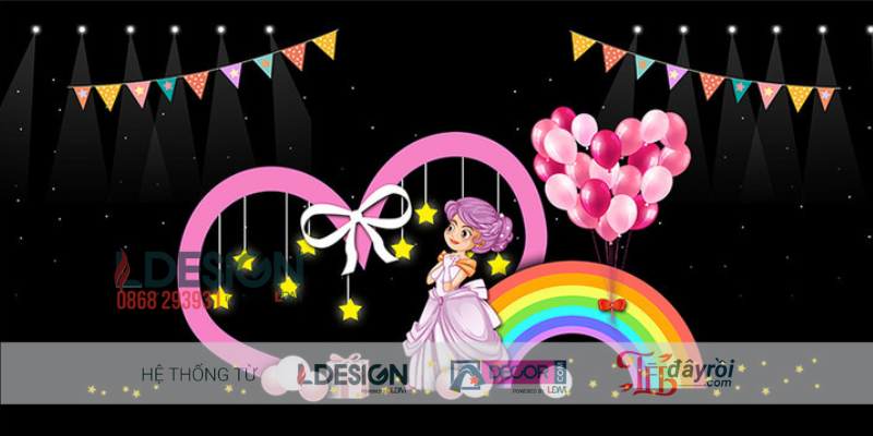 Mẫu Trang Trí Sinh Nhật Công Chúa Lâu Đài Hồng Dễ Thương - Ảnh 3