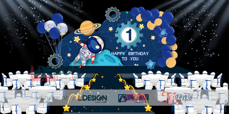 Trang Trí Sinh Nhật Chủ Đề Vũ Trụ – Không Gian Phi Hành Gia Cho Bé - Ảnh 2