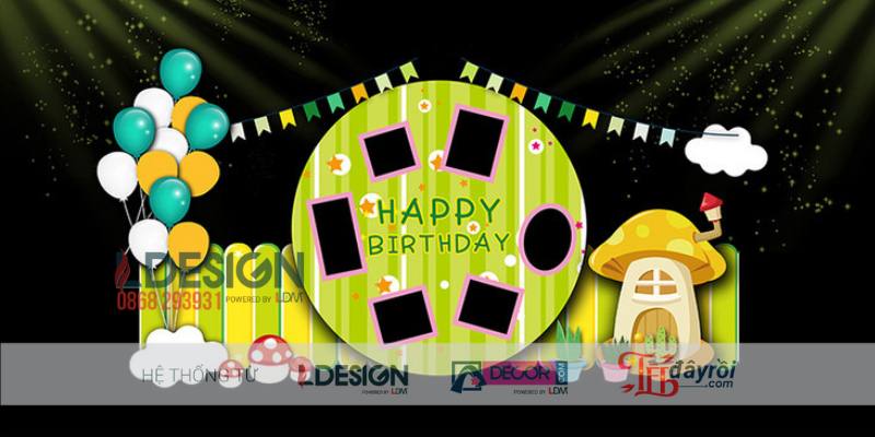 Mẫu Trang Trí Sinh Nhật Bé Trai Tông Xanh Vàng Độc Đáo - Ảnh 2