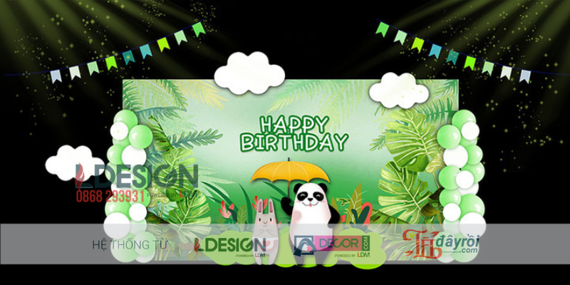 Trang Trí Sinh Nhật Chủ Đề Cầu Vồng Và Gấu Trúc Dễ Thương - Ảnh 2