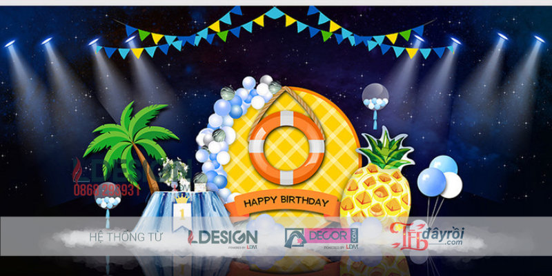 Trang Trí Tiệc Thôi Nôi 100 Ngày Cho Bé – Backdrop Rừng Xanh Dễ Thương - Ảnh 3