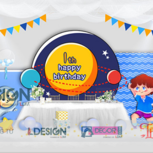 Trang Trí Sinh Nhật Chủ Đề Vũ Trụ – Backdrop Hành Tinh Dễ Thương Cho Bé