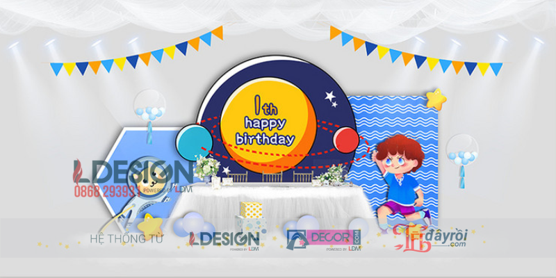 Trang Trí Sinh Nhật Chủ Đề Vũ Trụ – Backdrop Hành Tinh Dễ Thương Cho Bé - Ảnh 3